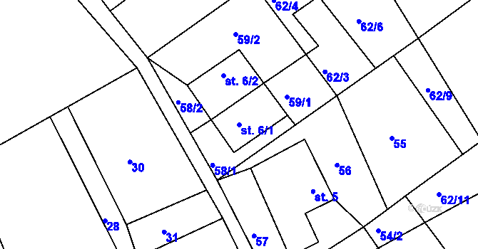 Parcela st. 6/1 v KÚ Javorníček, Katastrální mapa