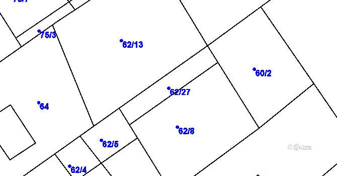 Parcela st. 62/27 v KÚ Javorníček, Katastrální mapa