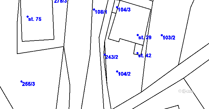 Parcela st. 243/2 v KÚ Javorníček, Katastrální mapa