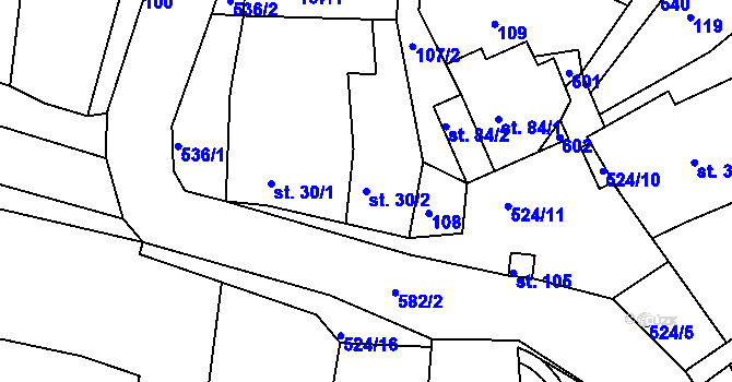 Parcela st. 30/2 v KÚ Libecina, Katastrální mapa