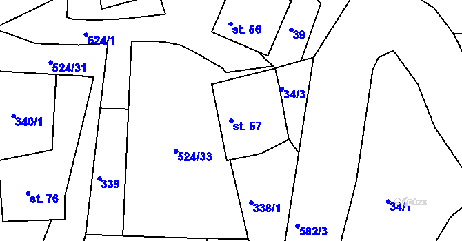 Parcela st. 57 v KÚ Libecina, Katastrální mapa