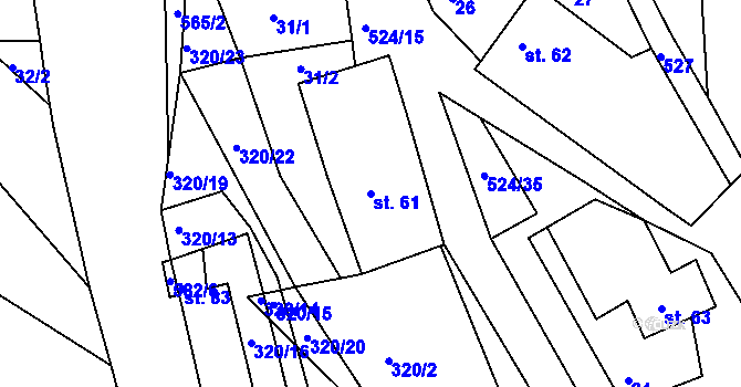 Parcela st. 61 v KÚ Libecina, Katastrální mapa