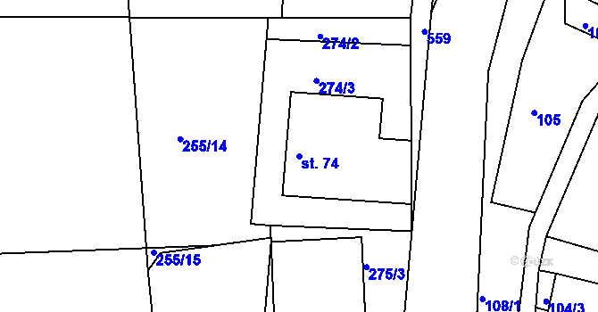 Parcela st. 74 v KÚ Libecina, Katastrální mapa