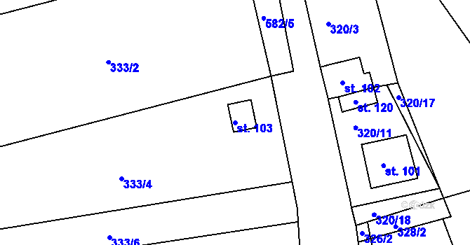 Parcela st. 103 v KÚ Libecina, Katastrální mapa