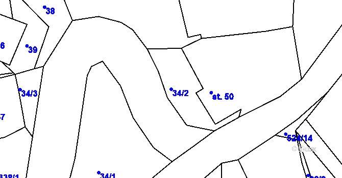 Parcela st. 34/2 v KÚ Libecina, Katastrální mapa