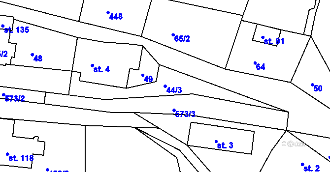 Parcela st. 44/3 v KÚ Libecina, Katastrální mapa