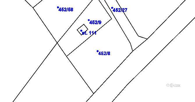 Parcela st. 452/8 v KÚ Libecina, Katastrální mapa