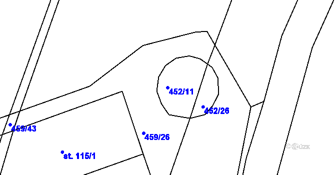 Parcela st. 452/11 v KÚ Libecina, Katastrální mapa
