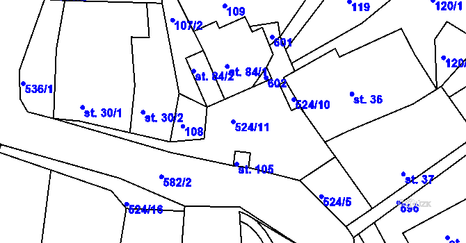 Parcela st. 524/11 v KÚ Libecina, Katastrální mapa