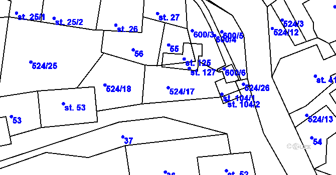Parcela st. 524/17 v KÚ Libecina, Katastrální mapa
