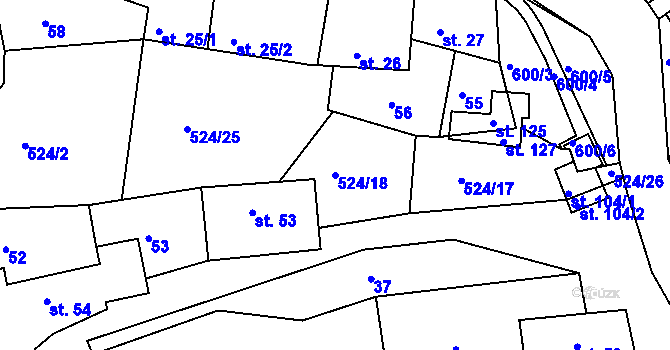 Parcela st. 524/18 v KÚ Libecina, Katastrální mapa