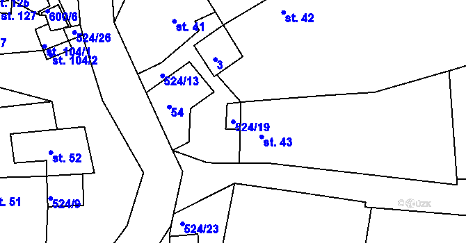 Parcela st. 524/19 v KÚ Libecina, Katastrální mapa