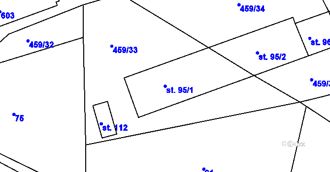 Parcela st. 95/1 v KÚ Libecina, Katastrální mapa