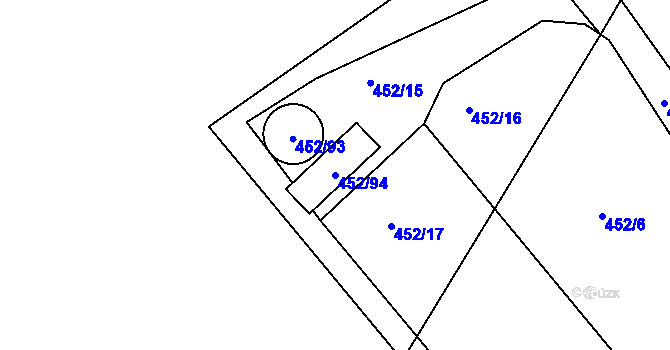 Parcela st. 452/94 v KÚ Libecina, Katastrální mapa