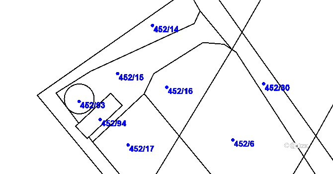 Parcela st. 452/16 v KÚ Libecina, Katastrální mapa