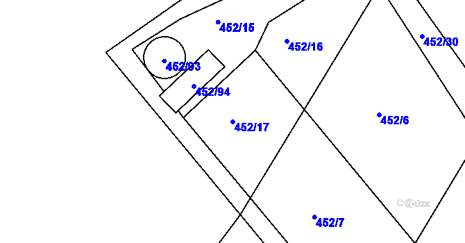 Parcela st. 452/17 v KÚ Libecina, Katastrální mapa