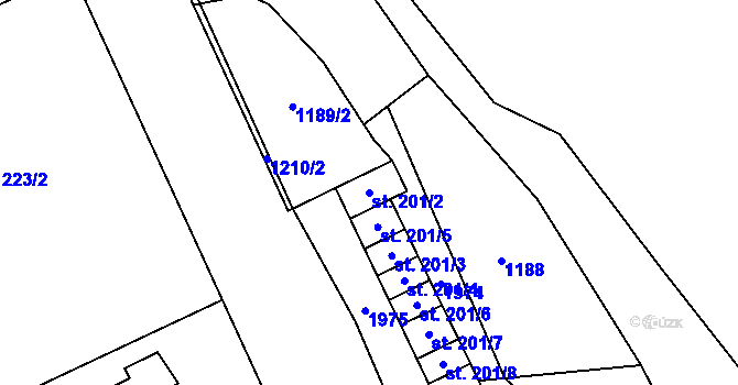 Parcela st. 201/2 v KÚ Libeč, Katastrální mapa