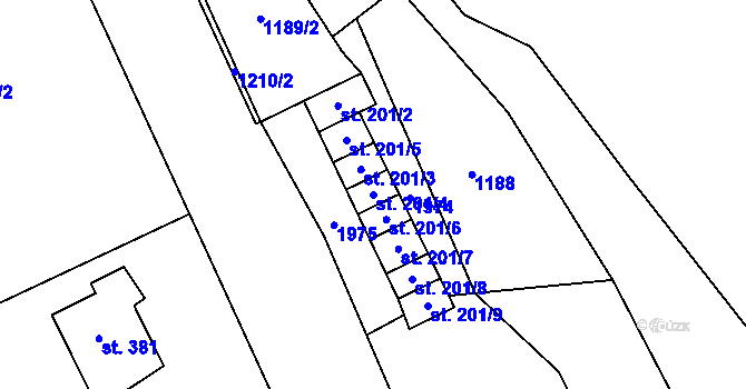 Parcela st. 201/4 v KÚ Libeč, Katastrální mapa