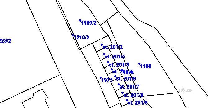 Parcela st. 201/5 v KÚ Libeč, Katastrální mapa