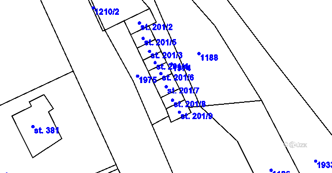 Parcela st. 201/7 v KÚ Libeč, Katastrální mapa