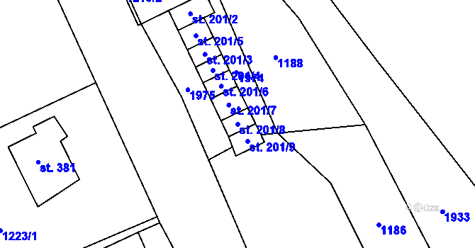 Parcela st. 201/8 v KÚ Libeč, Katastrální mapa