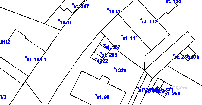 Parcela st. 258 v KÚ Libeč, Katastrální mapa