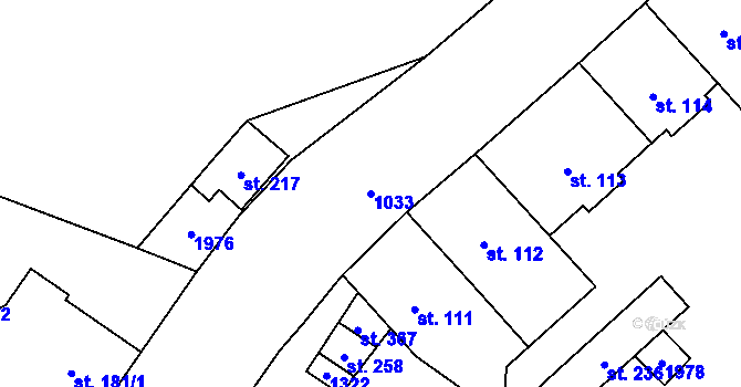 Parcela st. 1033 v KÚ Libeč, Katastrální mapa