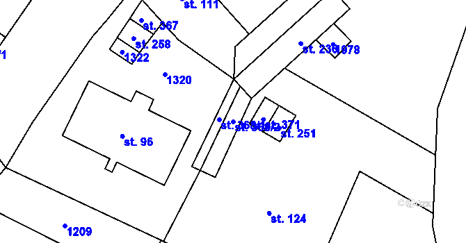 Parcela st. 368/2 v KÚ Libeč, Katastrální mapa