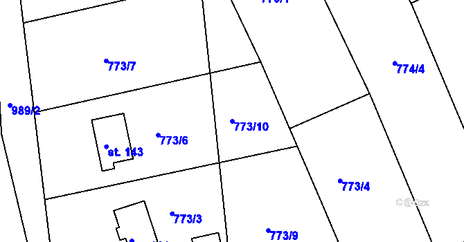 Parcela st. 773/10 v KÚ Libečov, Katastrální mapa