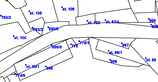 Parcela st. 774/1 v KÚ Libečov, Katastrální mapa