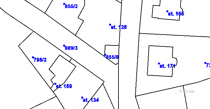 Parcela st. 855/8 v KÚ Libečov, Katastrální mapa