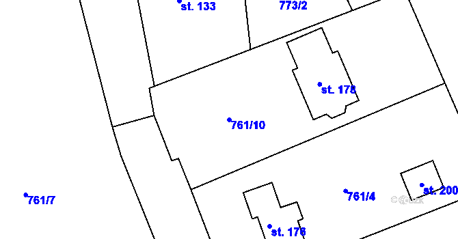 Parcela st. 761/10 v KÚ Libečov, Katastrální mapa