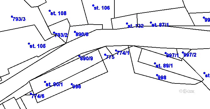 Parcela st. 775 v KÚ Libečov, Katastrální mapa