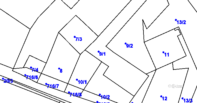 Parcela st. 9/1 v KÚ Libědice, Katastrální mapa