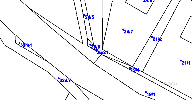 Parcela st. 36/21 v KÚ Libědice, Katastrální mapa
