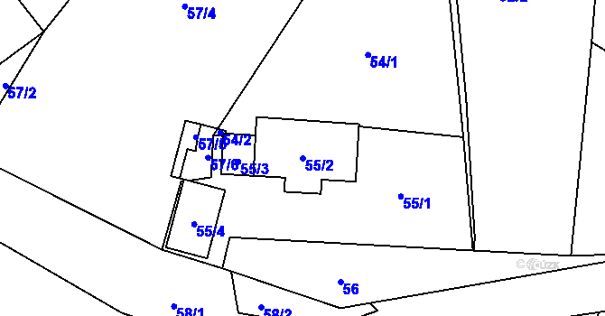 Parcela st. 55/2 v KÚ Libědice, Katastrální mapa