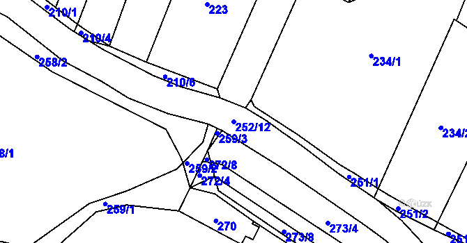 Parcela st. 252/12 v KÚ Libědice, Katastrální mapa