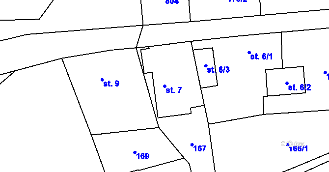 Parcela st. 7 v KÚ Ješovice, Katastrální mapa