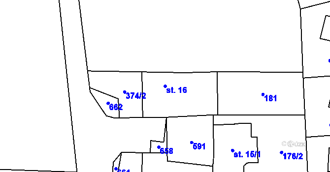 Parcela st. 16 v KÚ Ješovice, Katastrální mapa