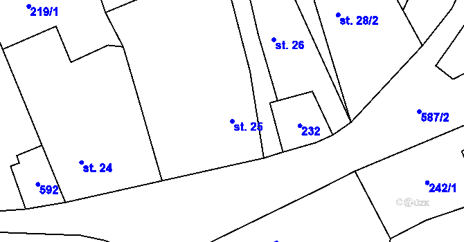 Parcela st. 25 v KÚ Ješovice, Katastrální mapa