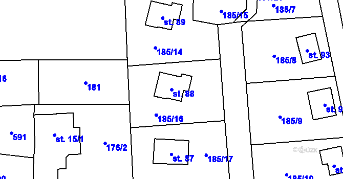 Parcela st. 88 v KÚ Ješovice, Katastrální mapa