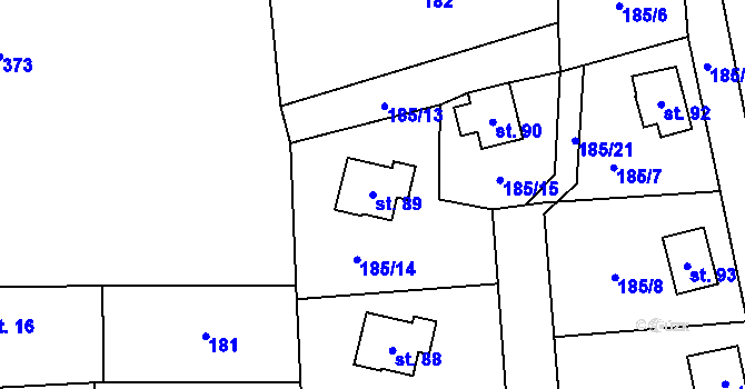 Parcela st. 89 v KÚ Ješovice, Katastrální mapa