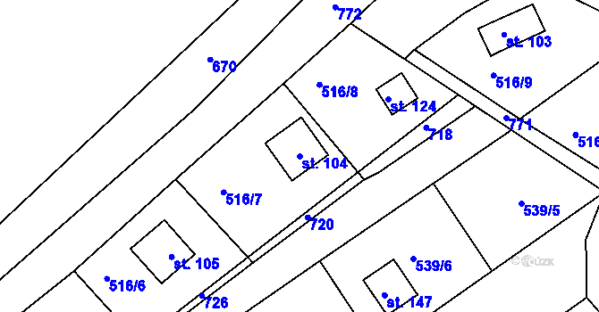 Parcela st. 104 v KÚ Ješovice, Katastrální mapa
