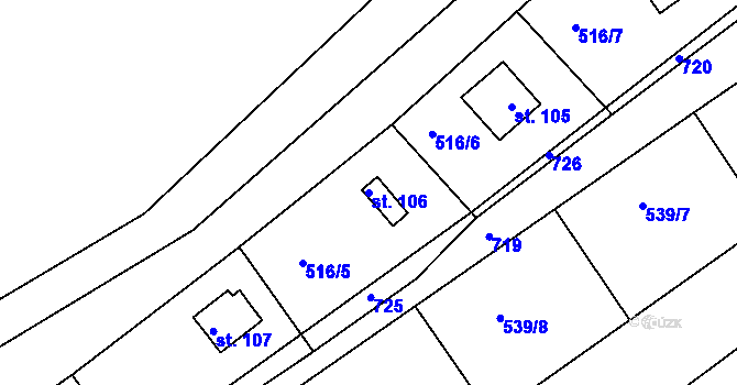 Parcela st. 106 v KÚ Ješovice, Katastrální mapa