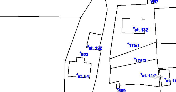 Parcela st. 122 v KÚ Ješovice, Katastrální mapa