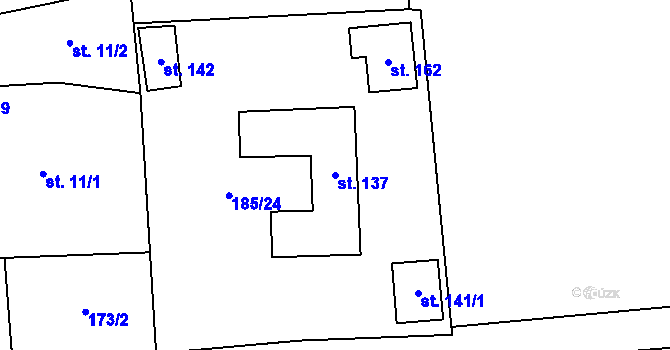 Parcela st. 137 v KÚ Ješovice, Katastrální mapa