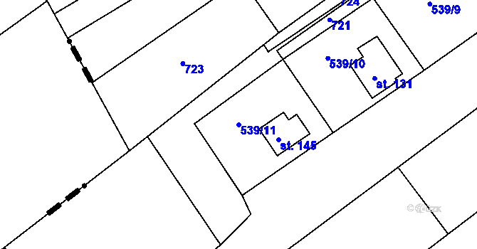 Parcela st. 539/11 v KÚ Ješovice, Katastrální mapa