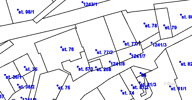 Parcela st. 77/2 v KÚ Liběchov, Katastrální mapa