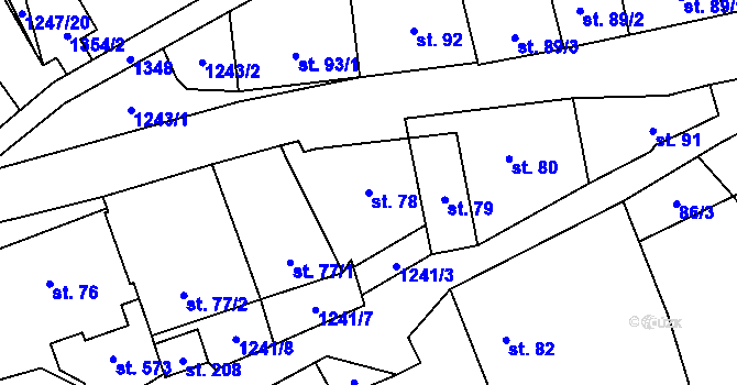 Parcela st. 78 v KÚ Liběchov, Katastrální mapa
