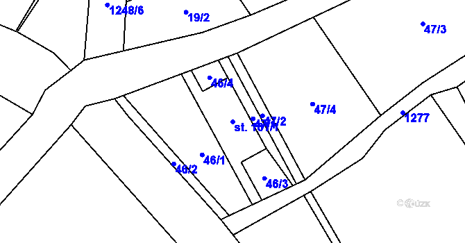 Parcela st. 101/1 v KÚ Liběchov, Katastrální mapa